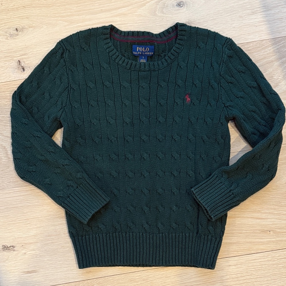 Polo by Ralph Lauren Boy’s Hunter Green Crewneck Sweater